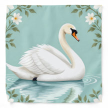 Elegant white swan floral blue