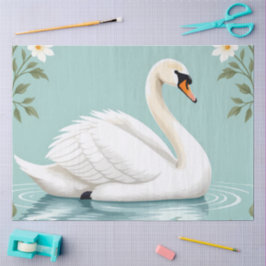 Elegant white swan floral blue seidenpapier