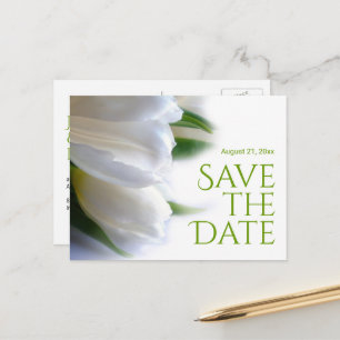 Elegant White Tulips Save the Date Ankündigungspostkarte