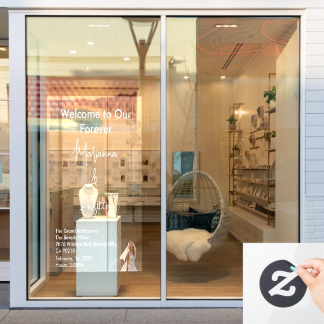 Elegant White Weddings Celebrating Love Romance Fensteraufkleber (Schaufenster)