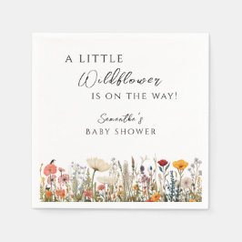 Elegant White Wildflower Bloom Baby Shower Serviette