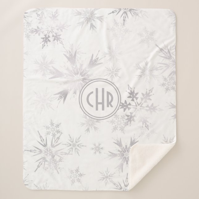 Elegant White Winter Snowflakes Sherpadecke (Vorderseite)