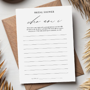 Elegant Who Bin I Brautparty Game Card Einladung