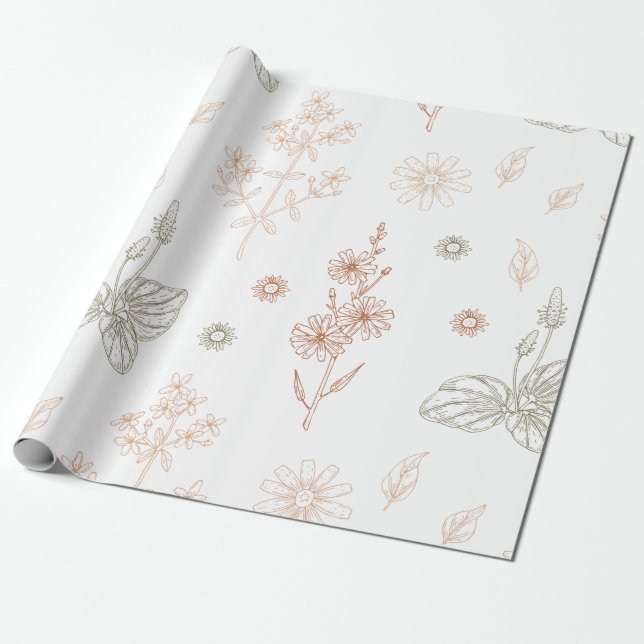 Elegant Wild Blume Babydusche Geschenkpapier (Ungerollt)