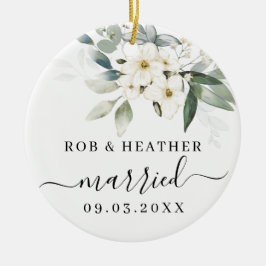 Elegant Wild Blume Personalisiert Verheiratet neu Keramik Ornament