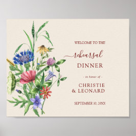 Elegant Wild Blume Rehearsal Diner Willkommen Poster