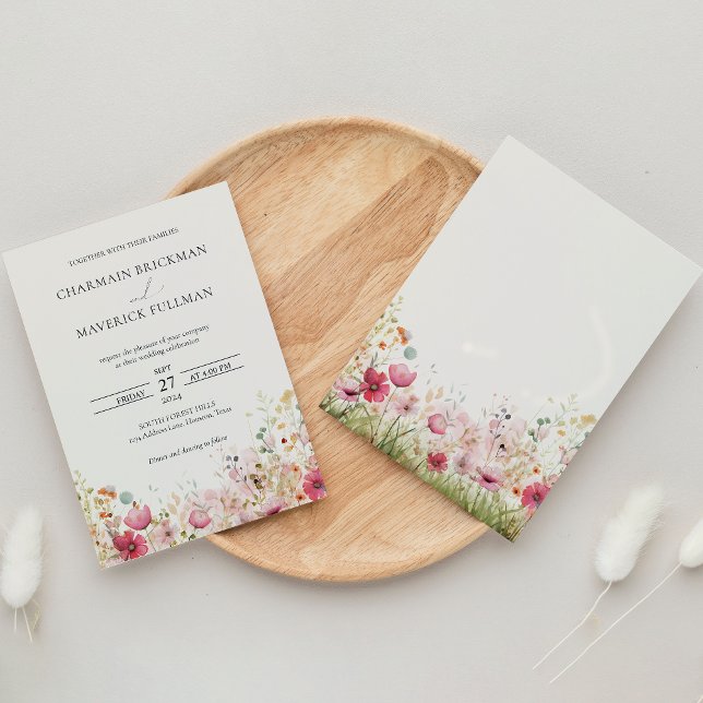 Elegant Wild Blume Wedding Einladung (Von Creator hochgeladen)