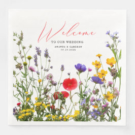 Elegant Wild Floral Blooming Garden Wedding Serviette