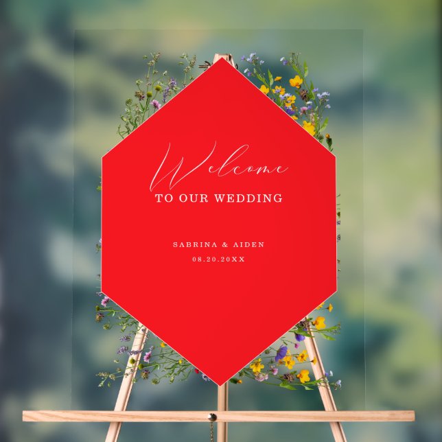 Elegant Wild Flower Blooming Wedding Welcome  Acrylschild (Neutral)