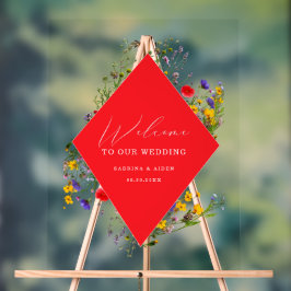 Elegant Wild Flower Blooming Wedding Welcome Acrylschild