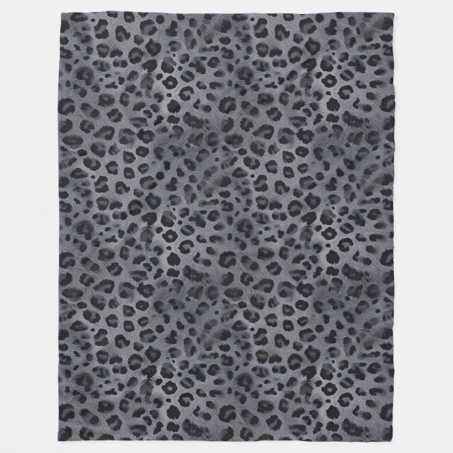 Elegant Wild: Gray & Black Leopard Sherpa Blanket Fleecedecke (Vorderseite)