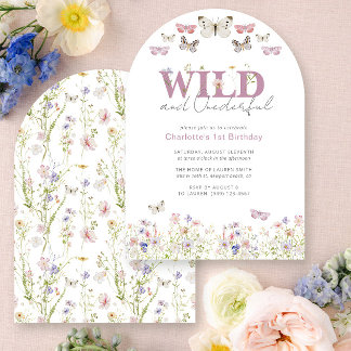 Elegant Wild & Onederful Butterflies 1. Geburtstag Einladung