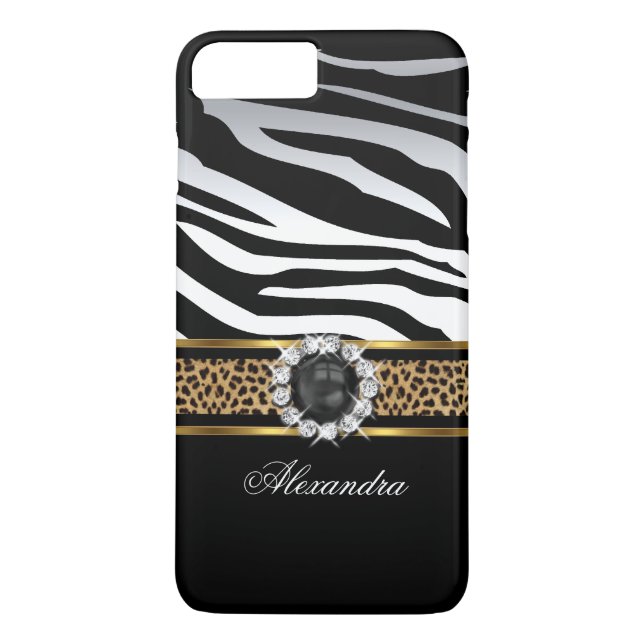 Elegant Wild Zebra Stripe Leopard Black Gold Pearl Case-Mate iPhone Hülle (Rückseite)