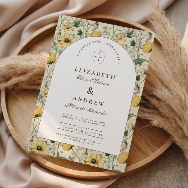 Elegant Wildflower Arch Minimal Wedding Einladung (Von Creator hochgeladen)