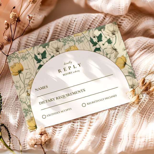 Elegant Wildflower Arch Minimal Wedding RSVP Karte (Von Creator hochgeladen)