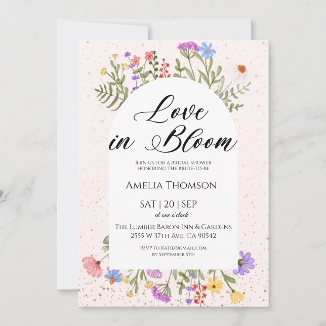  Elegant Wildflower Bridal Shower Invitation Einladung (Vorderseite)