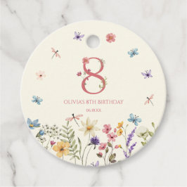 Elegant Wildflower Butterfly 8th Birthday Party Geschenkanhänger