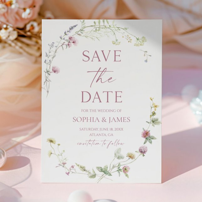 Elegant Wildflower Floral Flowers Wedding Save The Date (Von Creator hochgeladen)