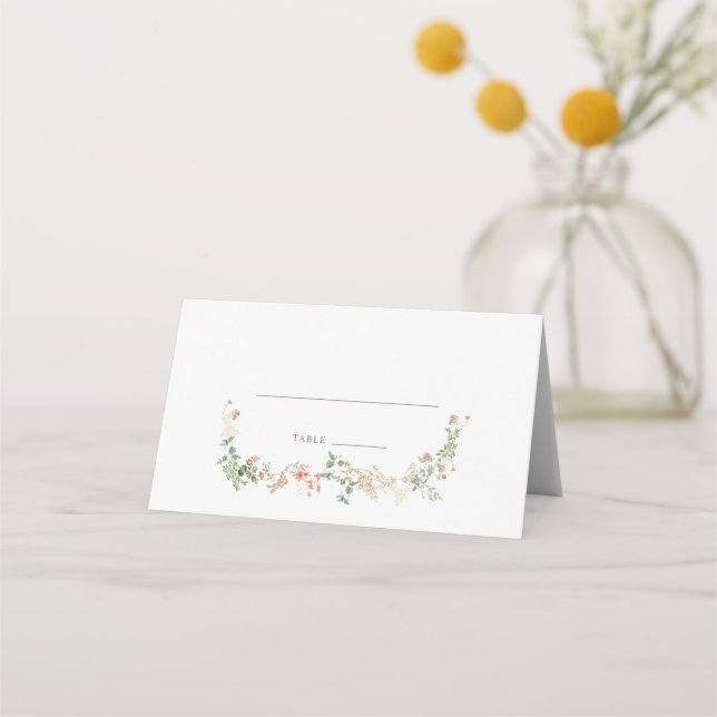Elegant Wildflower Floral Place Card Platzkarte (Vorderseite)