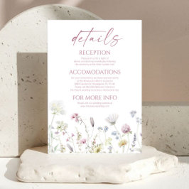 Elegant Wildflower Floral Wedding Details Begleitkarte