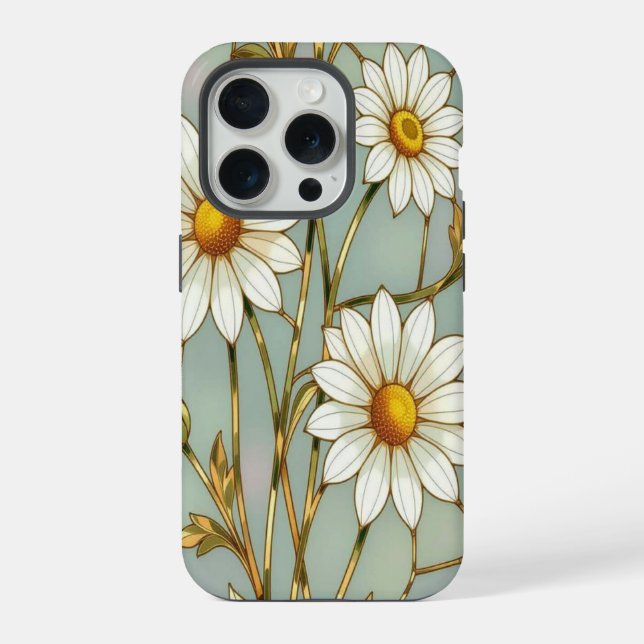Elegant Wildflower iPhone daisy with Stained Glass Hülle (Rückseite)