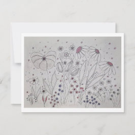 Elegant Wildflower Meadow Line Art Ankündigung