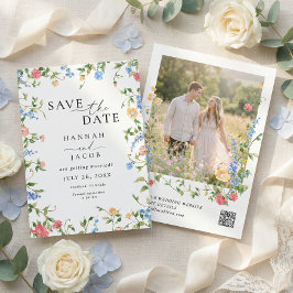 Elegant Wildflower QR Code Wedding Save The Date