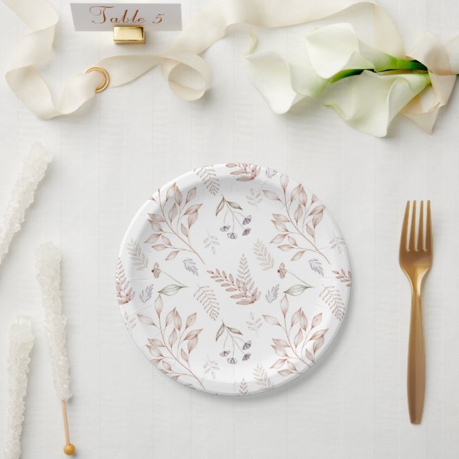 Elegant Wildflower Rustic Floral Garden Plate Pappteller (Hochzeit)