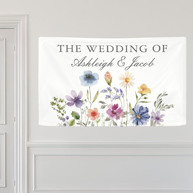 Elegant Wildflower Spring Wedding Personalized Banner (Von Creator hochgeladen)