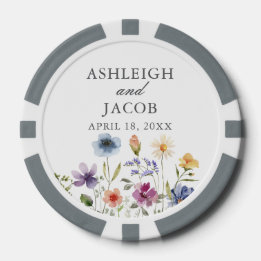 Elegant Wildflower Spring Wedding Personalized Pokerchips