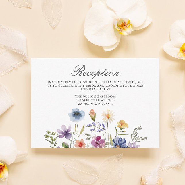 Elegant Wildflower Spring Wedding Reception Begleitkarte (Von Creator hochgeladen)
