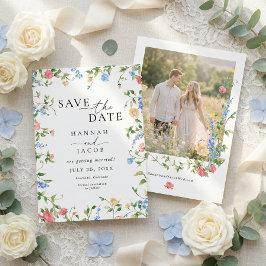 Elegant Wildflower Summer Photo Wedding Save The Date