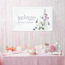 Elegant Wildflower Watercolor Floral 35th Birthday Banner