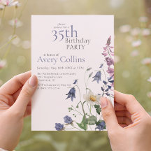 Elegant Wildflower Watercolor Floral 35th Birthday