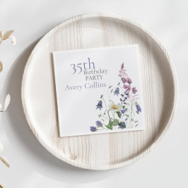 Elegant Wildflower Watercolor Floral 35th Birthday Serviette