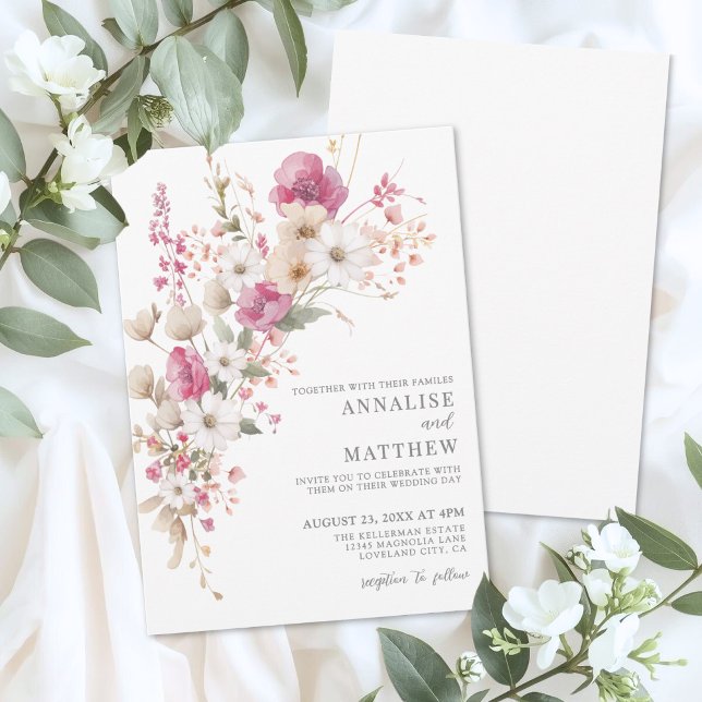 Elegant Wildflower Watercolor Floral Wedding Einladung (Elegant Wildflower Watercolor Floral Wedding Invitation)