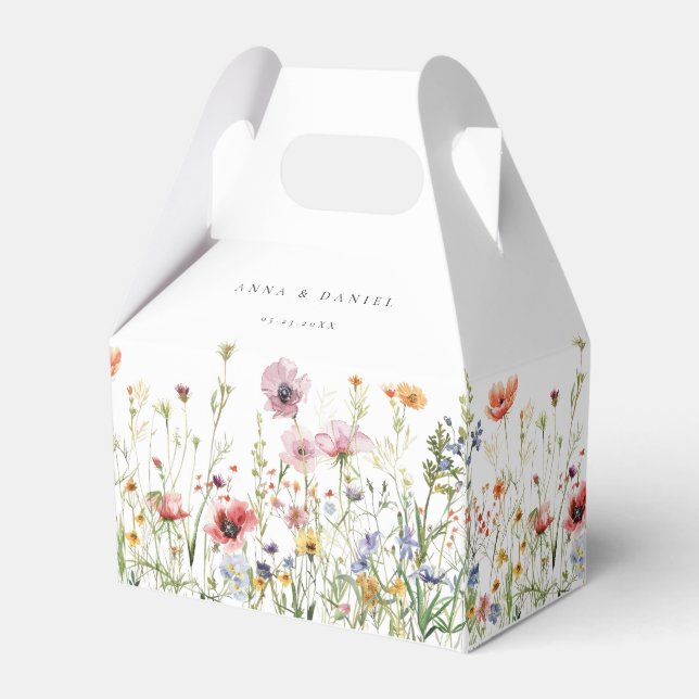 Elegant Wildflower Wedding Favor Boxes Geschenkschachtel (Vorderseite)