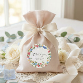 Elegant Wildflower Wedding Thank You Favor Runder Aufkleber