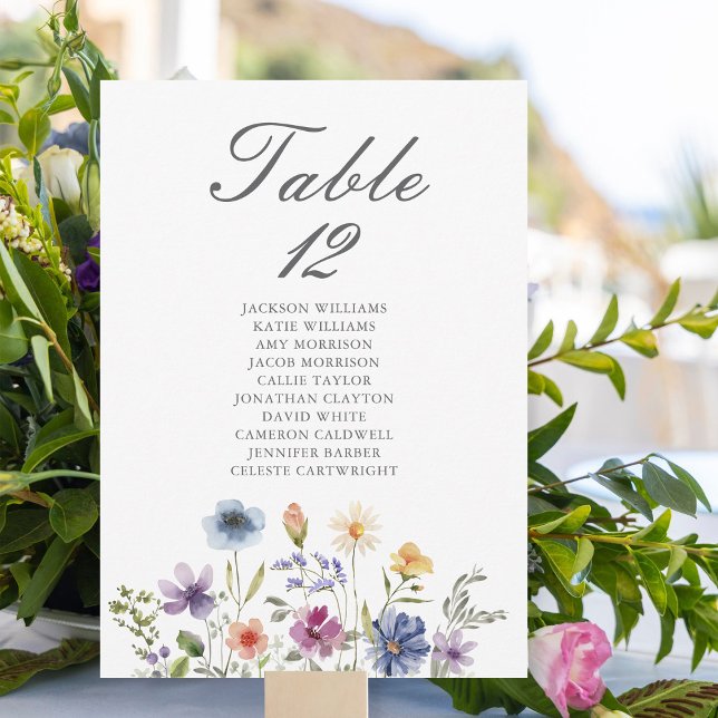 Elegant Wildflowers Wedding Table Number Card (Von Creator hochgeladen)