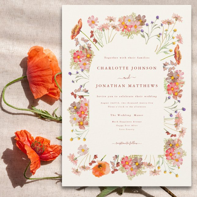 Elegant Wildlower Wedding Einladung (Elegant wildflower wedding invitation)