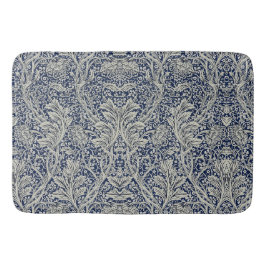 Elegant William Morris Floral Blue White Pattern Badematte