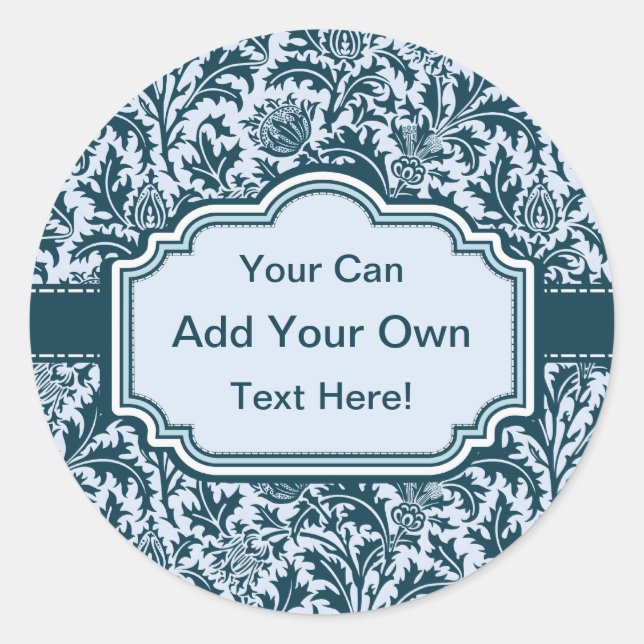 Elegant William Morris Floral Thistle Pattern Runder Aufkleber (Vorderseite)