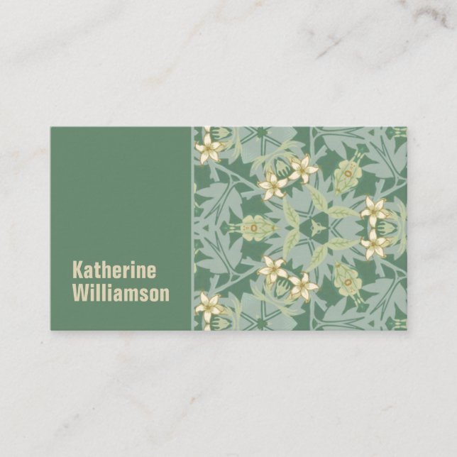 Elegant William Morris Jasmine Floral Visitenkarte (Vorderseite)
