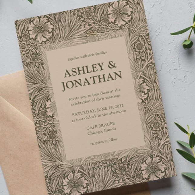 Elegant William Morris Marigold Pattern Wedding Einladung (Von Creator hochgeladen)