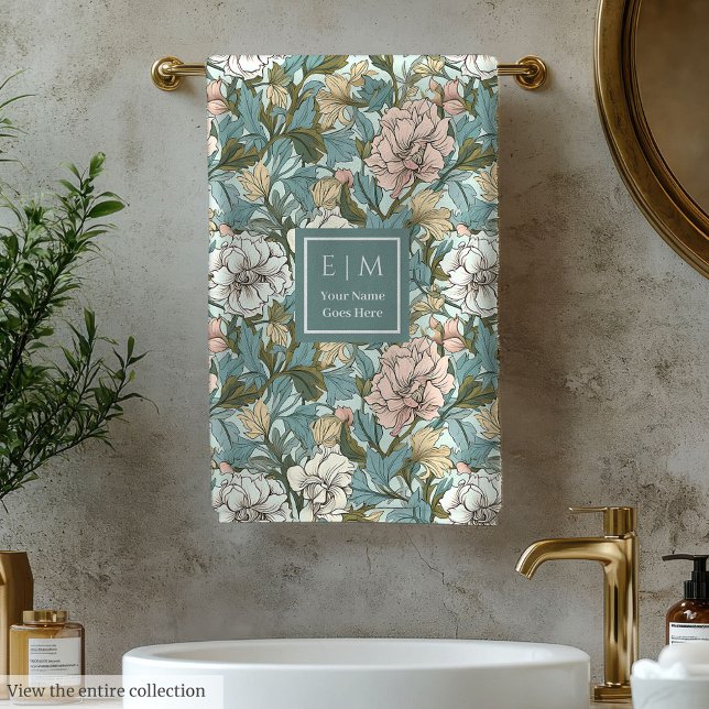 Elegant William Morris Style Soft Pastel Floral Badhandtuch Set (Elegant William Morris Style Soft Pastel Floral Bath Towel Set)