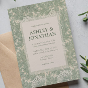 Elegant William Morris Tulip Pattern Wedding Einladung