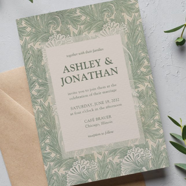 Elegant William Morris Tulip Pattern Wedding Einladung (Von Creator hochgeladen)