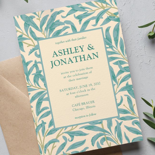 Elegant William Morris Willow Pattern Wedding Einladung (Von Creator hochgeladen)