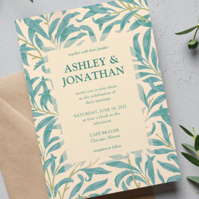 Elegant William Morris Willow Pattern Wedding Einladung (Von Creator hochgeladen)