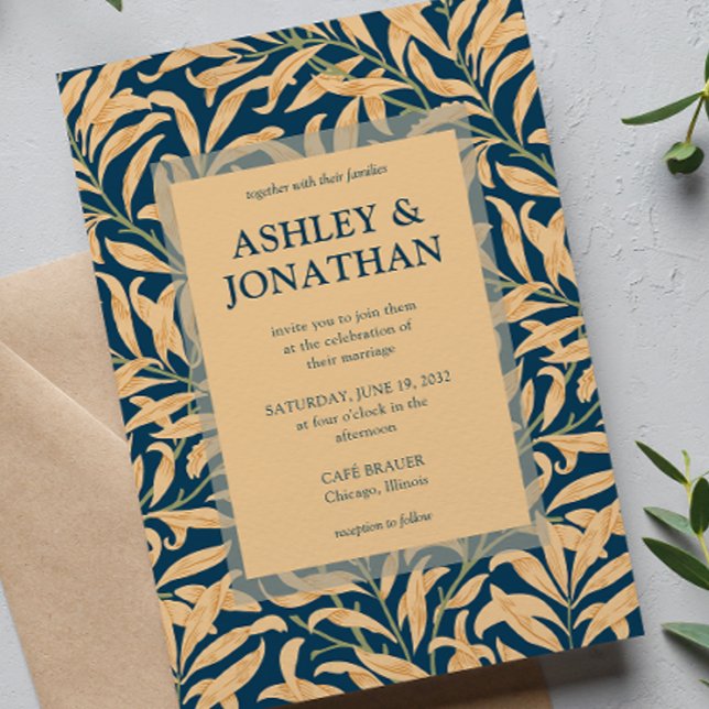 Elegant William Morris Willow Pattern Wedding Einladung (Von Creator hochgeladen)